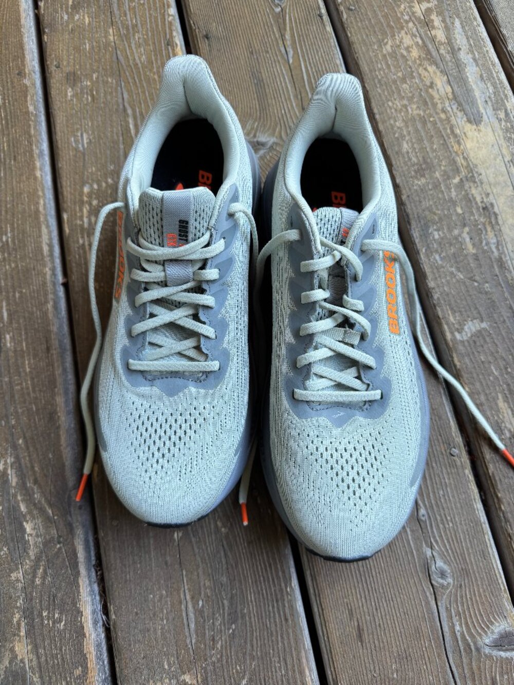 BROOKS Ghost 17 GTX Smoke-Primer Gray-Orange Running Shoes in Men's 9.5 - Picture 11 of 14